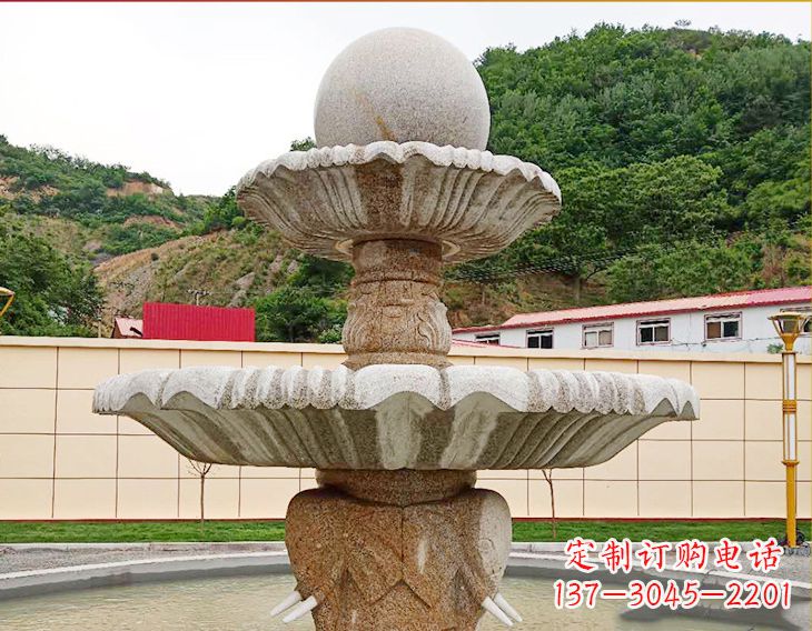 大同精致莲花石雕喷泉,添点艺术气息