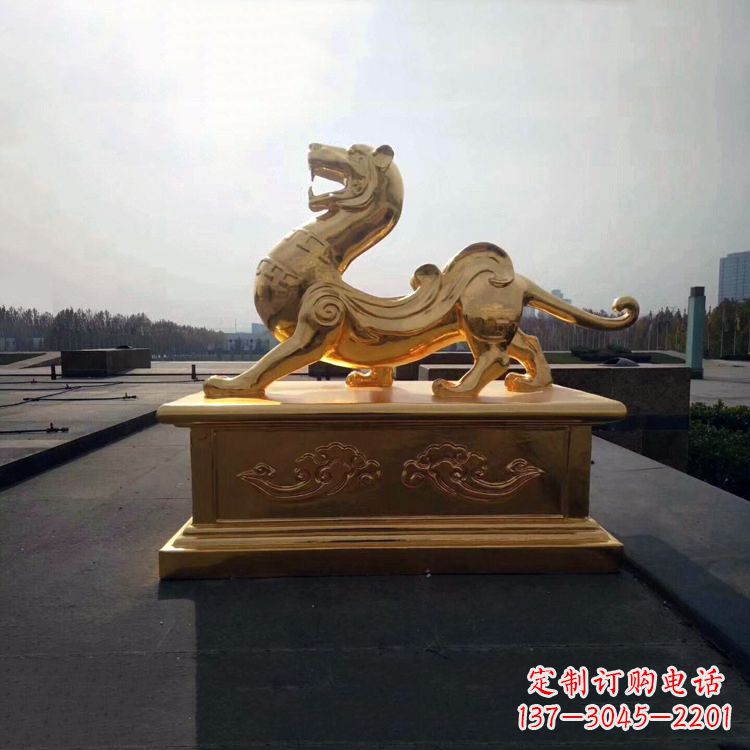 大同引领神兽,虎魂鎏金铜雕