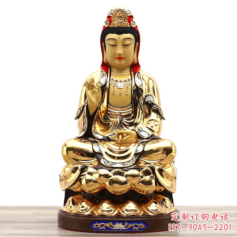 大同鎏金观世音菩萨纯铜雕塑
