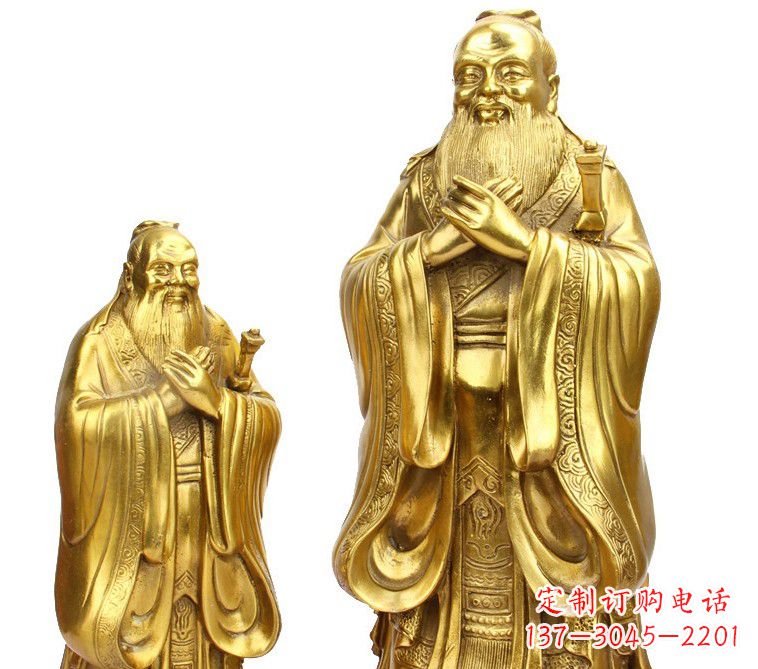 大同鎏金质感精美孔子铜雕像