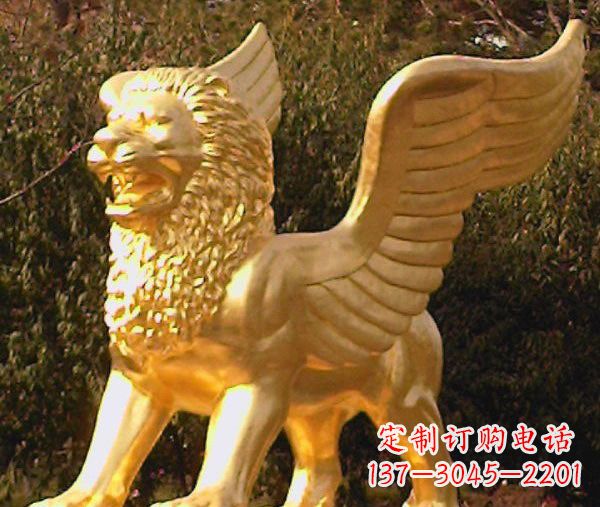 大同鎏金西洋狮子飞狮铜雕，尊贵非凡