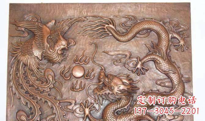 大同龙飞凤舞红铜壁画铜浮雕