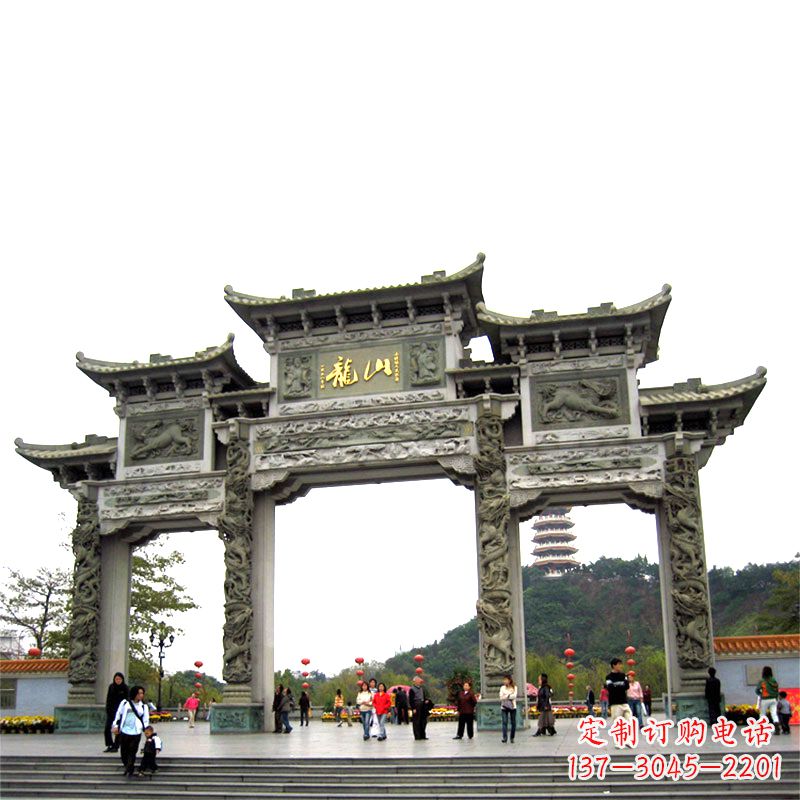 大同龙山景区大型石头雕塑牌楼,定制之选