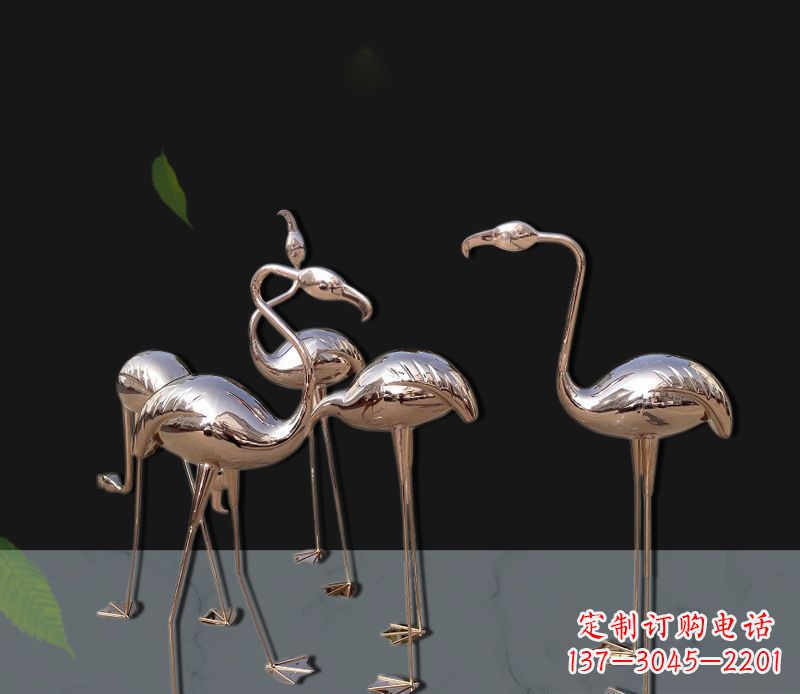 大同玫瑰金不锈钢火烈鸟雕塑,艺术品的魅力