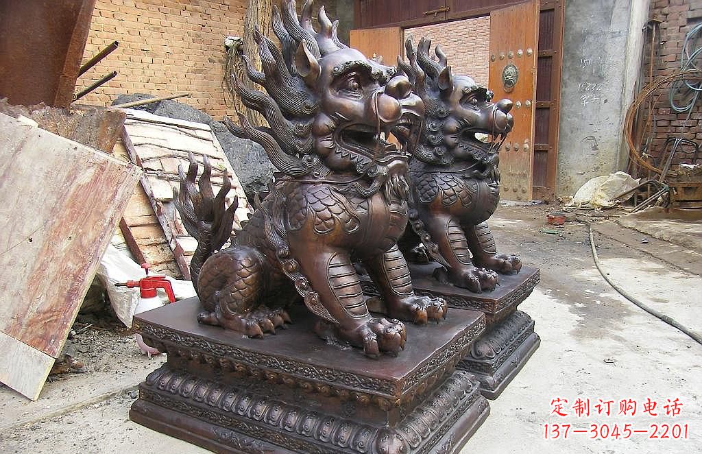 大同传统工艺精制–钜细工艺麒麟铜雕
