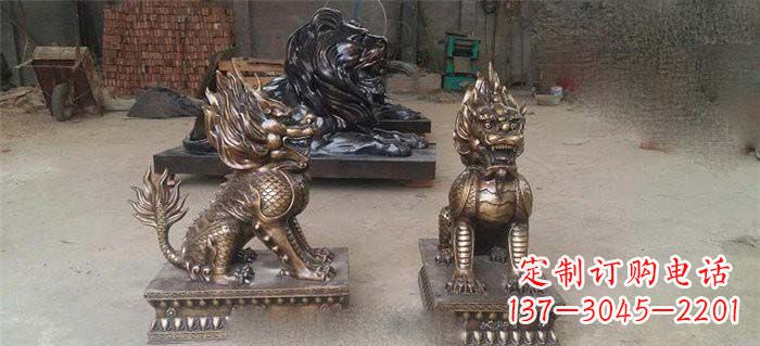 大同独特精美的麒麟铜雕塑