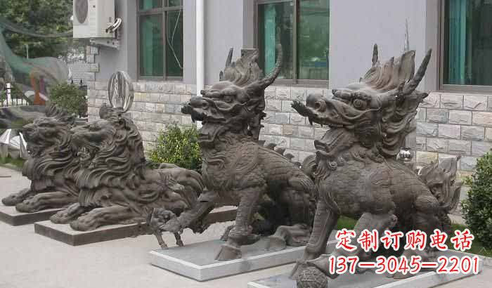 大同招财进宝,麒麟雕塑立足宅门口
