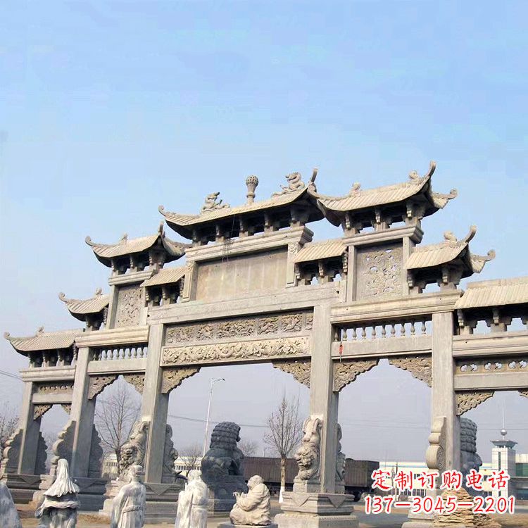 大同精美牌坊石雕造型精致大气