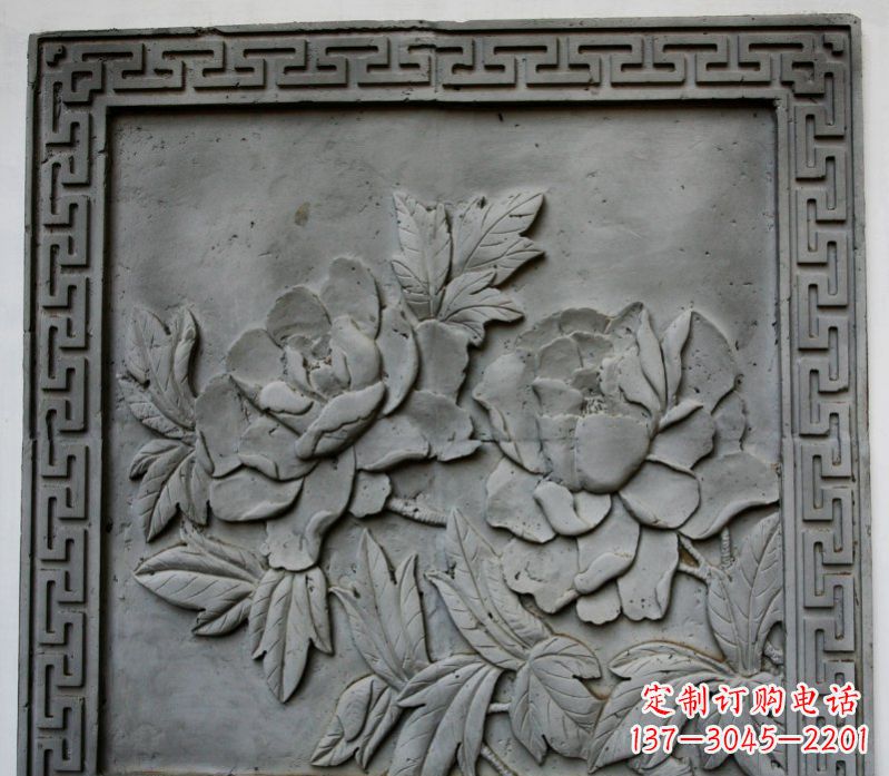 大同牡丹青石浮雕雕塑-精美的永久装饰