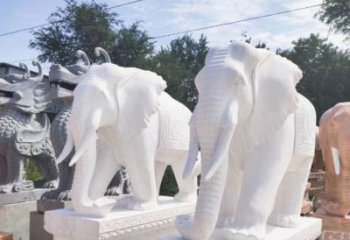 大同汉白玉雕刻大象，缔造独特企业装饰
