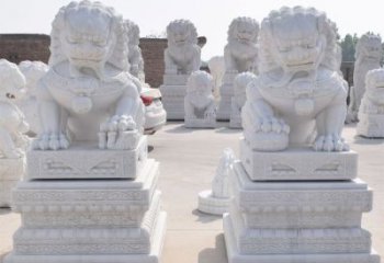 大同汉白玉看门狮子雕塑