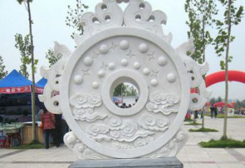 大同精雕细琢汉白玉双龙石门墩雕塑