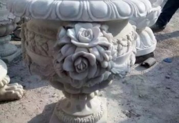 大同花朵浮雕欧式花钵石雕