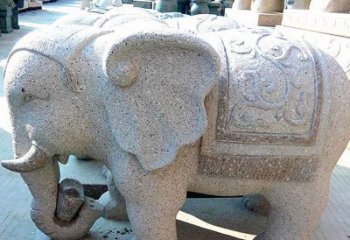 大同花岗岩元宝大象石雕，雕刻古典且充满质感