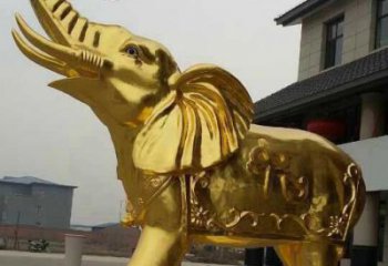 大同黄铜色大象铜雕，历久弥新