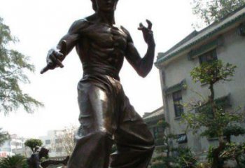 大同忠实再现李小龙公园名人铜雕