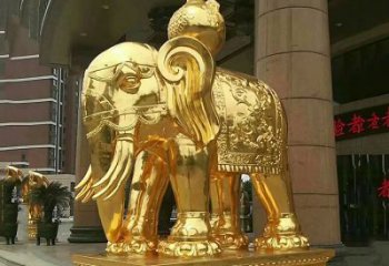 大同鎏金大门大象铜雕，招财辟邪吉祥动物雕塑