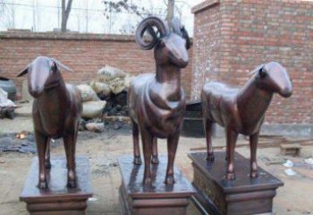 大同绵羊铸铜雕塑，仿铜动物雕塑