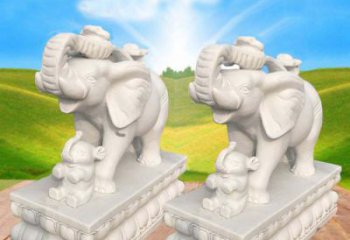 大同中领雕塑，独特精美的大象汉白玉门口石雕