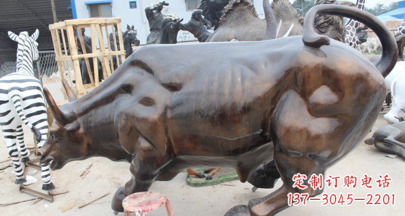 大同牛玻璃钢仿铜动物雕塑