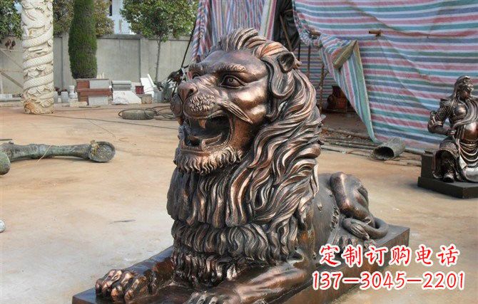 大同汇丰狮子铜雕,体现高贵气质