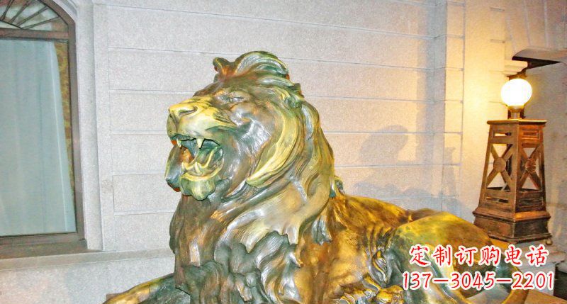 大同趴着的西洋狮铸铜狮子铜雕