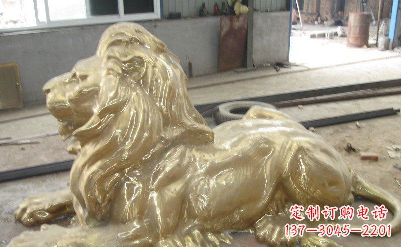 大同趴着的西洋狮子铜雕 (4)