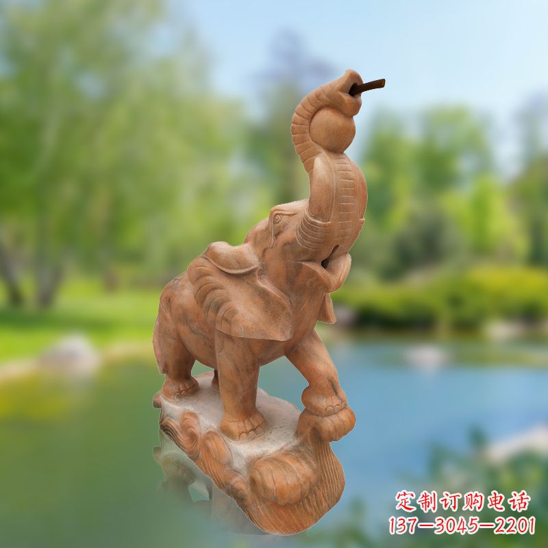 大同小象雕塑,释放晚霞红石美感