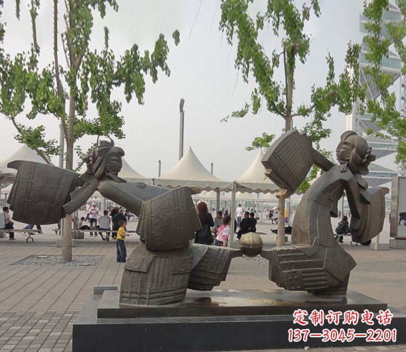 大同皮影戏公园人物铜雕