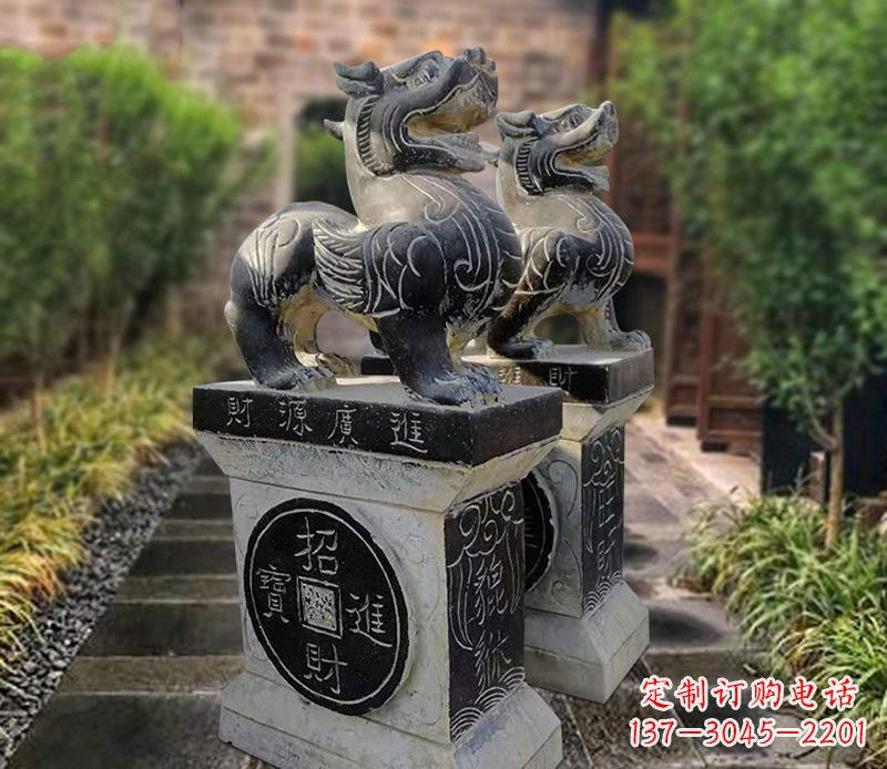 大同貔貅石雕小区看门雕塑