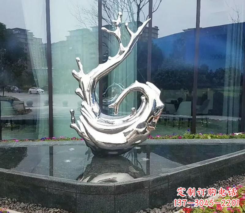 大同炫耀雕塑——不锈钢火苗抽象雕塑
