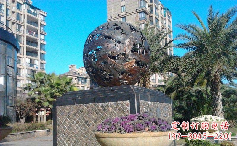 大同企业凤凰镂空球门口铜雕