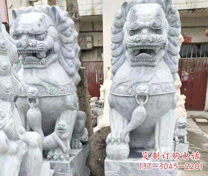 大同企业景观大理石狮子石雕 (2)