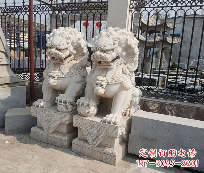 大同企业景观大理石狮子石雕 (11)