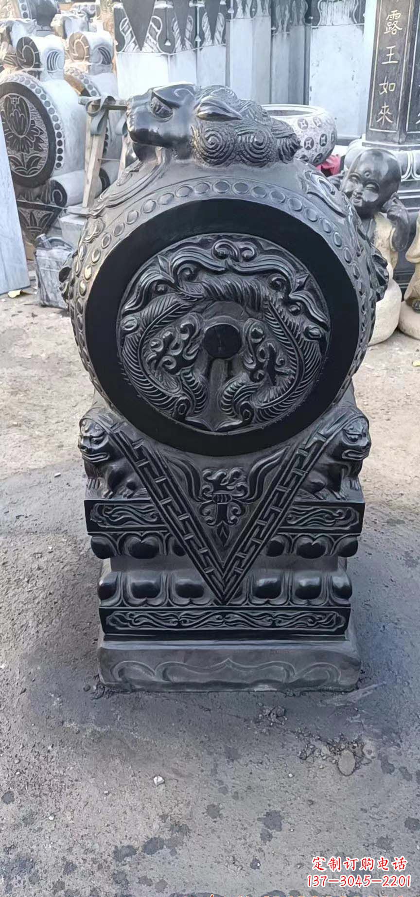 大同门墩石雕,营造青石抱鼓石之美