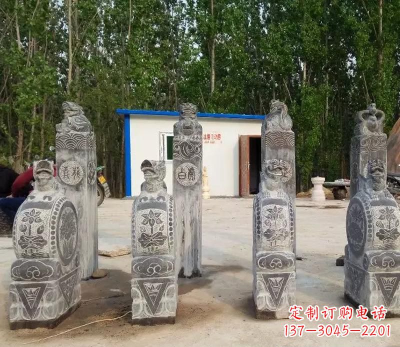 大同青石抱鼓石门墩雕塑