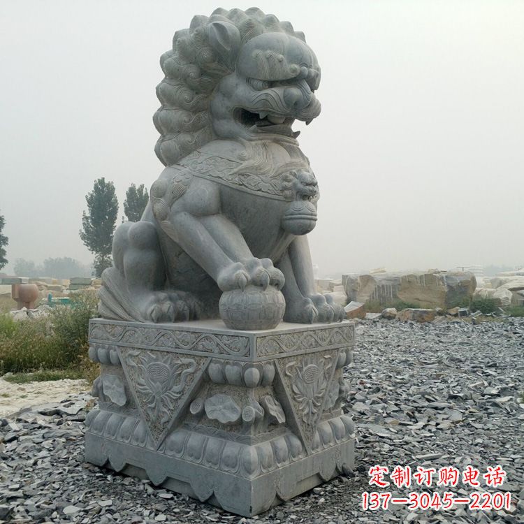 大同青石北京狮子雕塑,雕刻传承千古之魅力