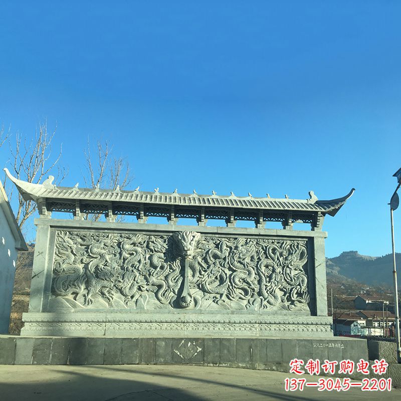 大同青石九龙壁,精美雕塑饰衬城市广场