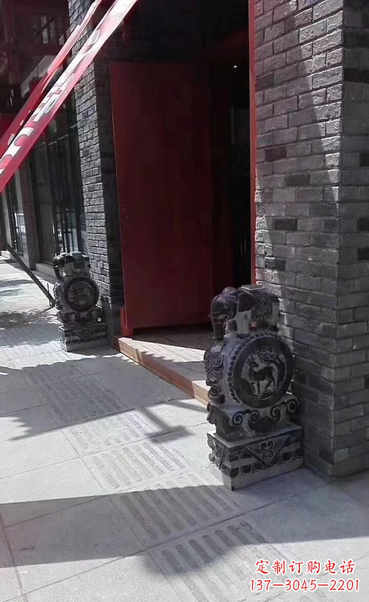 大同青石雕刻大象门墩抱鼓石