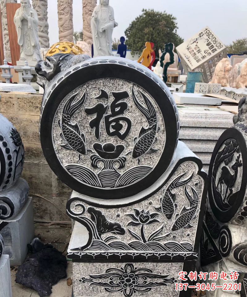 大同高雅精致的青石仿古门墩雕塑