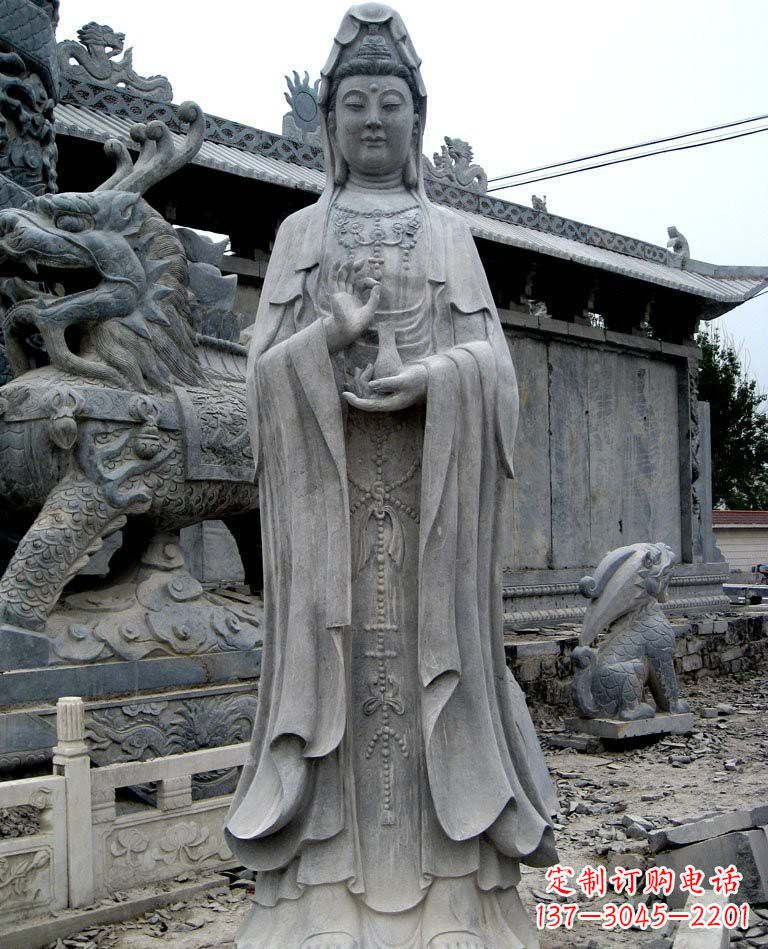 大同青石仿古观音雕像|传承古代神话传统