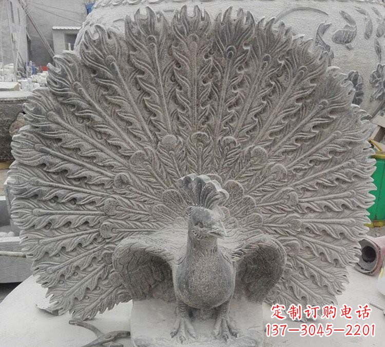 大同青石仿古孔雀开屏石雕