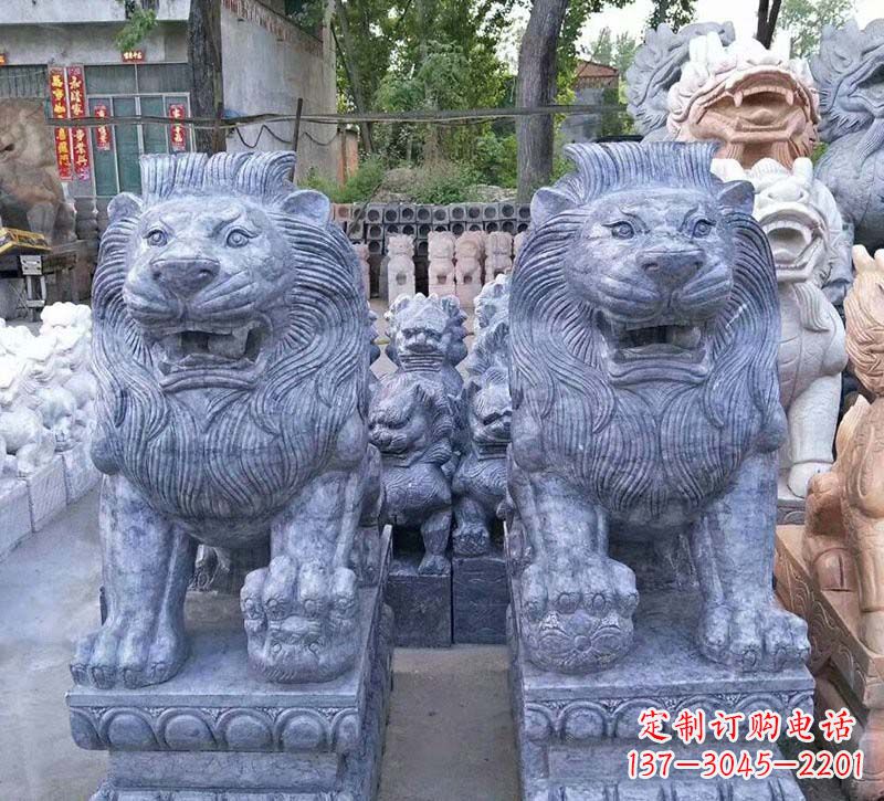 大同青石仿古西洋狮子石雕,典雅大气