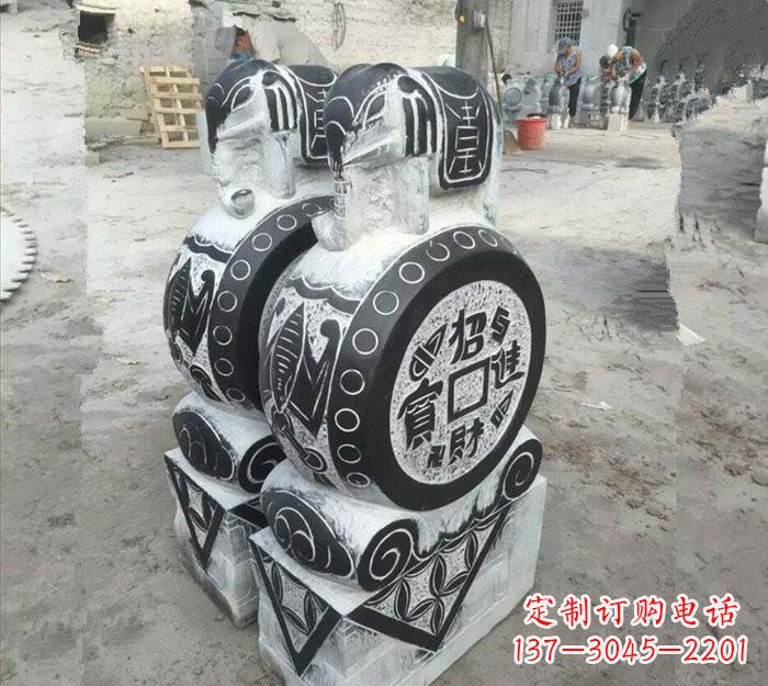 大同青石仿古招财进宝大象门墩