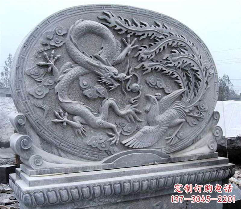 大同青石古典美——龙凤呈祥雕塑