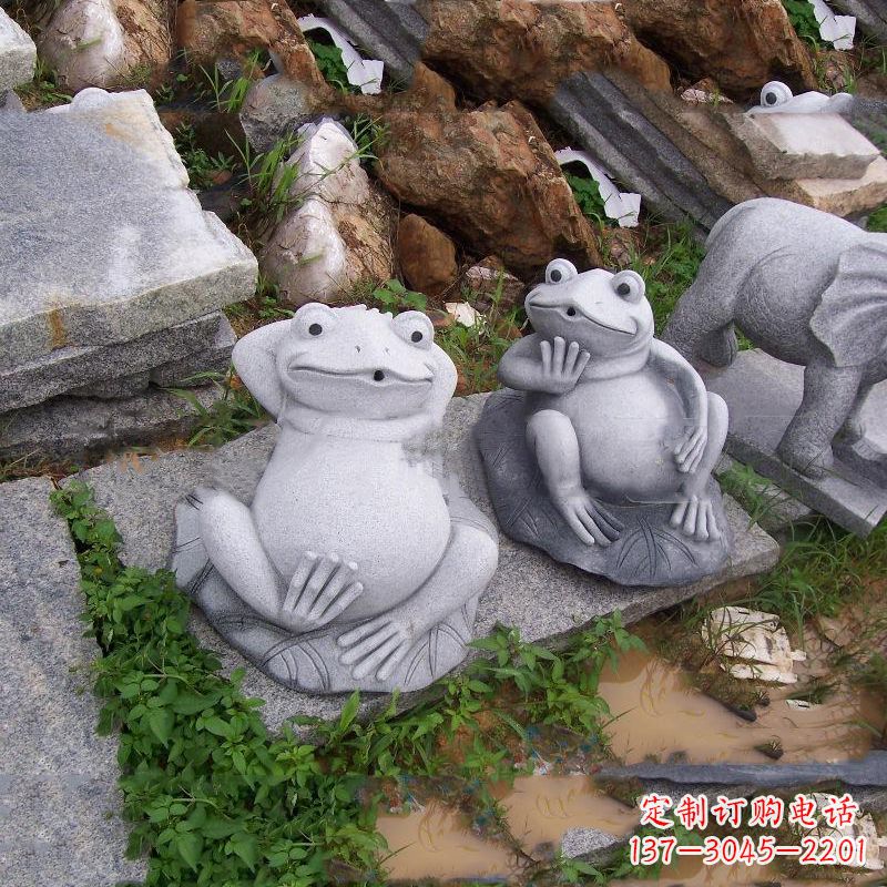 大同别具一格的青石青蛙喷水雕塑