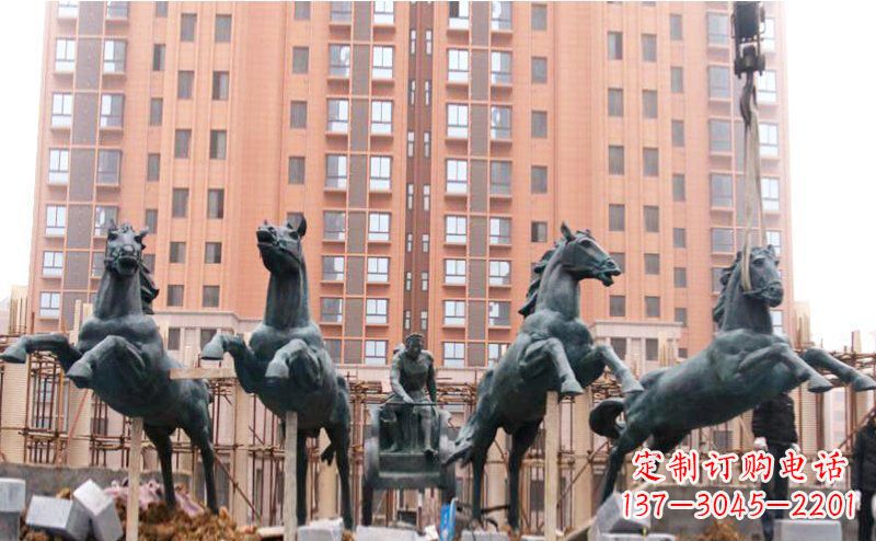 大同精美青铜马拉车广场雕塑