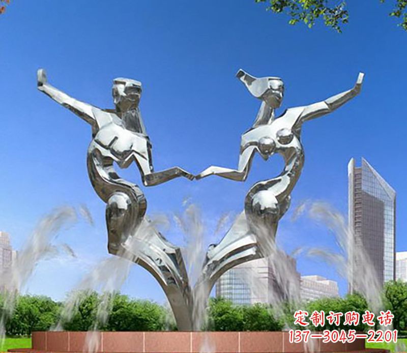 大同爱情镌刻,不锈钢抽象情侣雕塑