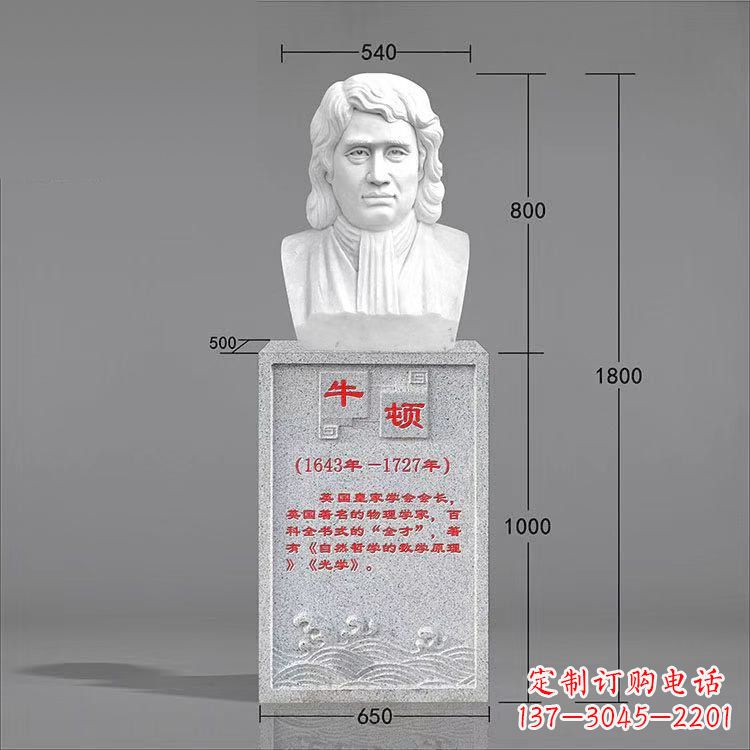 大同艺术精灵:牛顿汉白玉石头像雕塑