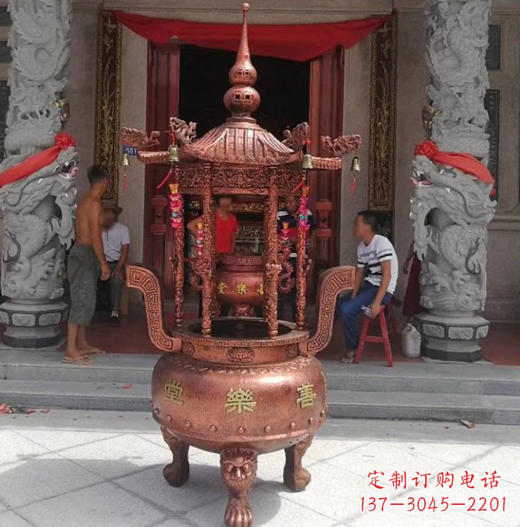 大同精致全铜小香炉雕塑